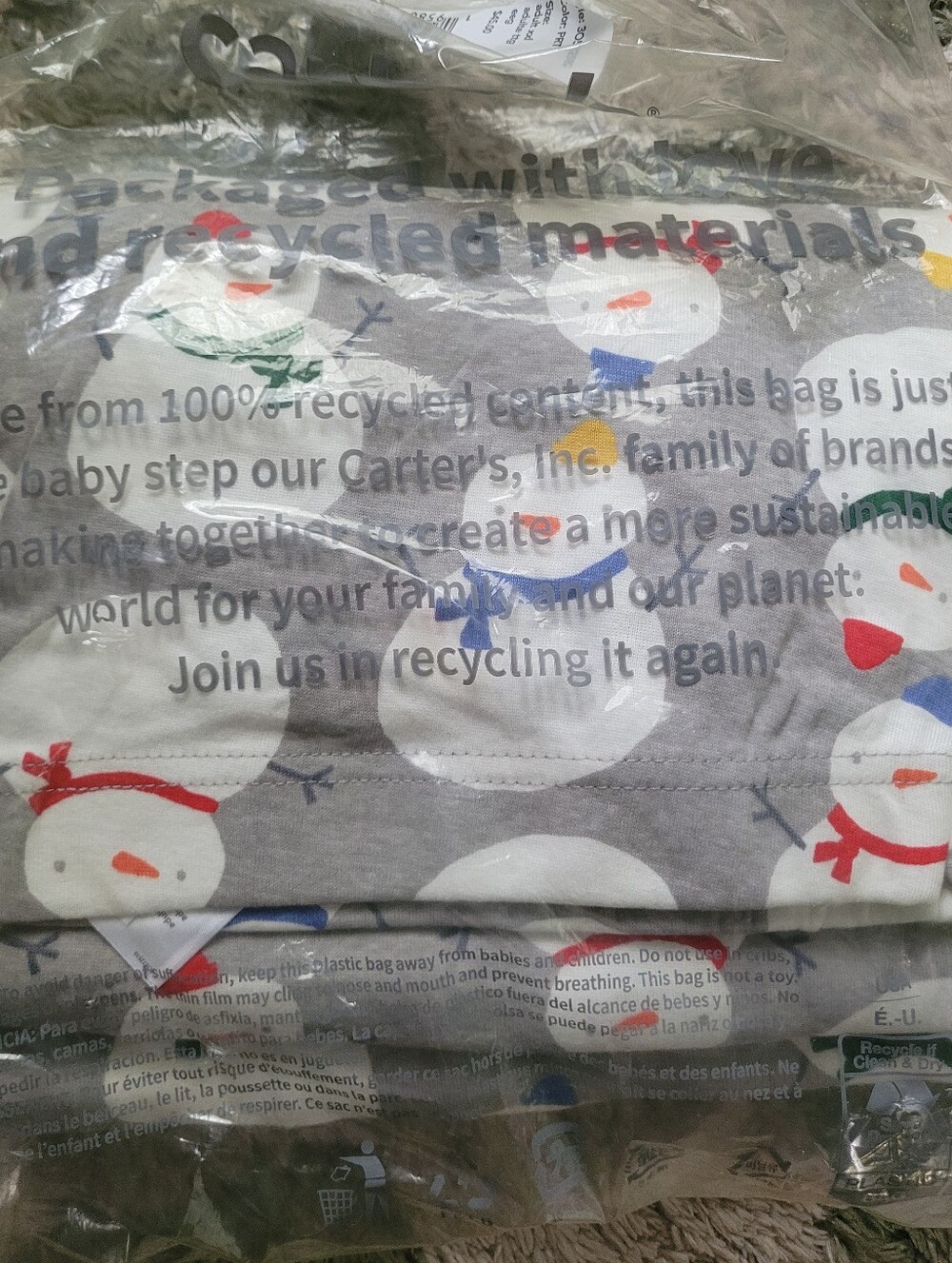 Carter's Gray  Snowman Mens Pjs 2XL